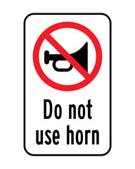 No Horn Use Sign with Red Circle and Diagonal Line – High-Quality Vectorial Stock Image