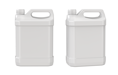 White plastic jerry can or canister for liquids or  A white plastic jerrycan isolated on transparent background