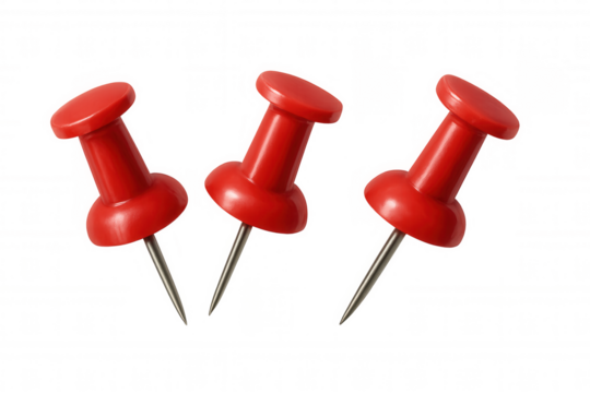 Red pushpins holding message or note onto a corkboard, using office supplies for communication and organization