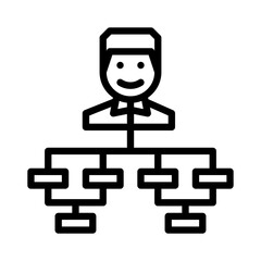 Simple Black And White Icon Depicting A Hierarchical Business Structure With A Manager And Employees On A Transparent Background