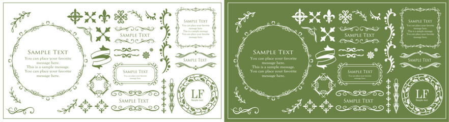 Fashionable frame. Design template. A set of gorgeous foreheads.
