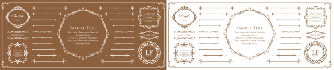 クリスマスのデザインエレメント。飾り罫やフレームデザインセット