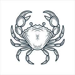 Hand-drawn crab in vintage engraving style with detailed claws and bold monochrome lines. Classic Cancer zodiac sign illustration. Perfect for logo, tattoo, and horoscope art. Part of set.