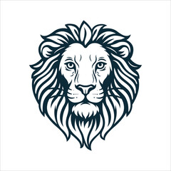 Hand-drawn lion head in vintage engraving style with bold monochrome lines and detailed mane. Classic Leo zodiac sign illustration. Perfect for logo, tattoo, and astrology art. Part of set.