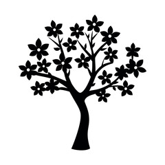 Obraz premium minimal silhouette vector of almond tree flowering