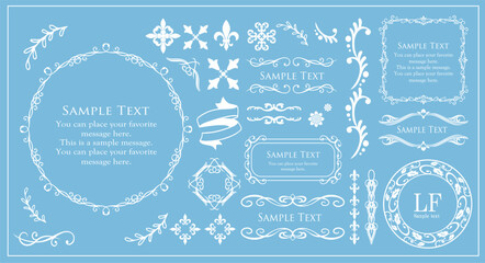 クリスマスのデザインエレメント。飾り罫やフレームデザインセット