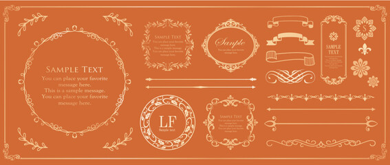 クリスマスのデザインエレメント。飾り罫やフレームデザインセット