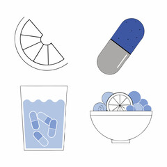 Illustration of Vitamin C Sources and Supplements.