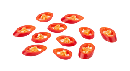 Sliced Chili Peppers on a White Background A Culinary Ingredient for Flavor and Spice