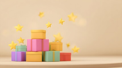 Festive gift boxes glow under warm lights a joyful holiday present promotion scene