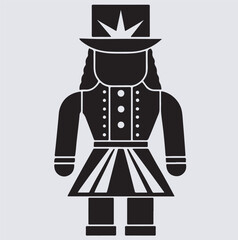nutcracker silhouette vector art illustration, Nutcracker silhouette in black on a white background