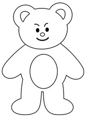 Teddy bear outline for kid colouring book, art, painting, greeting card, sketch, zoo, souvenir shop, animal, sticker, tattoo, shirt print, cartoon character, comic, mascot, standee, plush toy, doll