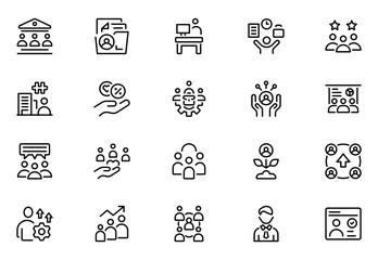 Employee Benefits line icon set. Contains such symbols as sick, benefit, employment, personal, holiday and more. Thin outline icons pack. Vector illustration