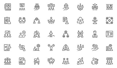 Employee Benefits line icon set. Contains such symbols as sick, benefit, employment, personal, holiday and more. Thin outline icons pack. Vector illustration
