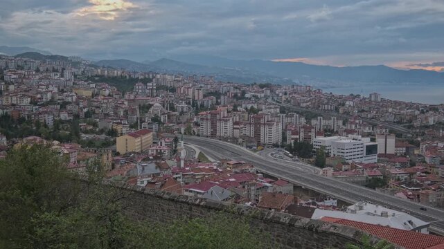 Trabzon city Panoramic view from Hagia Sophia. Trabzon is a city on the Black Sea coast of northeastern Turkey and the capital of Trabzon Province.