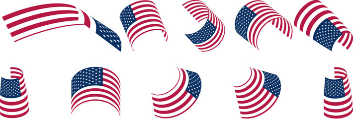 United States of American USA vector waving different style flag illustration for American geography