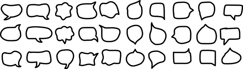 Massive Collection of Black Speech Bubbles and Chat Balloons for Conversations, Dialogues, and Creative Design Projects – Vector Illustration Set on White Background