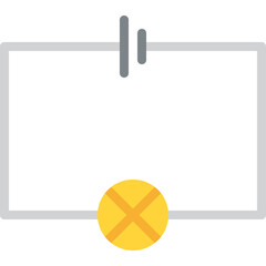 Simple Circuit Diagram With Light Bulb And Battery Symbol On Transparent Background Flat Design Style