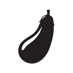 Cartoon Eggplant with Green Calyx – Vector Vegetable Icon