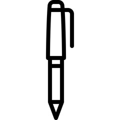 Simple black line art icon of a fountain pen on a transparent background representing writing or education
