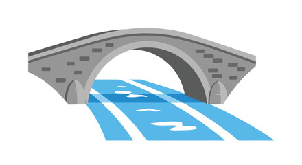 Stylized stone bridge art with flowing water underneath enhancing picturesque serene view adding charm and graphical delight