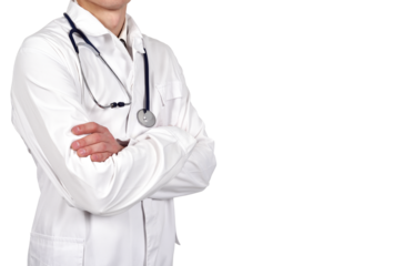 Doctor in lab coat with stethoscope