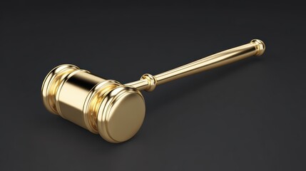 Close-up of a golden gavel symbolizing law, justice, authority, and decision-making over a dark background for legal or judiciary themes