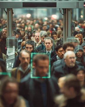 Crowded city street filled with diverse people commuting during busy rush hour