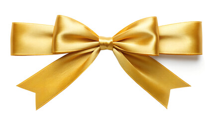 Fototapeta premium Bright Golden Yellow Satin Silk Gift Ribbon Bow