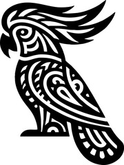 Bold Mexican Tribal Cockatoo Vector Silhouette