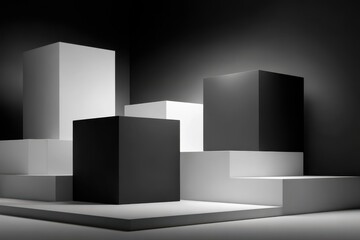 A modern and clean abstract 3D cubes background in vector format. Perfect for minimalistic designs and layouts, ideal for Black Friday promotions or spa advertisements.