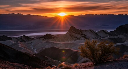 Golden Hour at Zabriskie Point - A Desert Sunrise Spectacle.