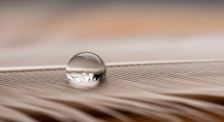 Close-up of a water droplet on a delicate feather