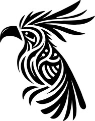 Obraz premium Vector black silhouette of Hoatzin bird in bold Mexican tribal art style