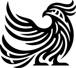 Obraz premium Vector black silhouette of Hoatzin bird in bold Mexican tribal art style