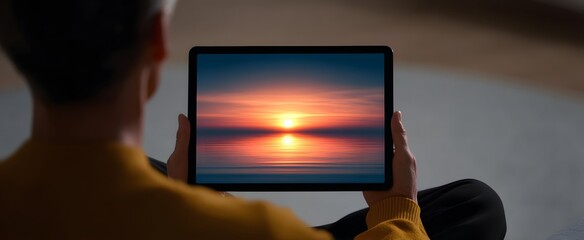 The ai guided meditation session paints calm waves on a tablet canvas.