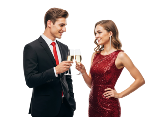 young couple drinking champagne