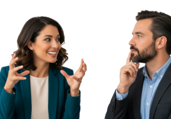 Business conversation with expressive gestures and thoughtful listening
