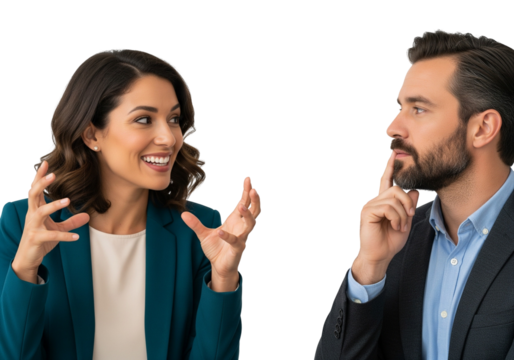 Business conversation with expressive gestures and thoughtful listening
