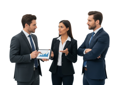 Business team analyzing growth chart on tablet