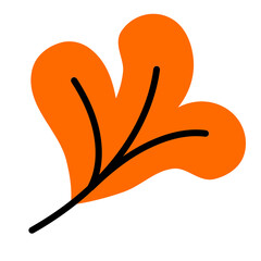 Orange Leaf Illustration on Black Background Nature Graphic Design Element 