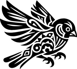 Bold Mexican Tribal Style Vector Silhouette of a Goldfinch Bird