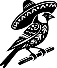 Bold Mexican Tribal Style Vector Silhouette of a Goldfinch Bird