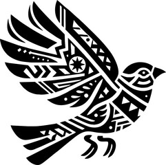Bold Mexican Tribal Style Vector Silhouette of a Goldfinch Bird