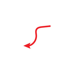 Red arrow curve directional symbol