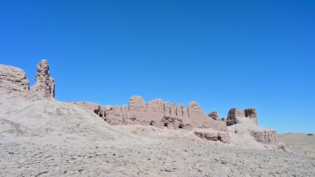 Defensive walls of Ayaz Kala castle in Uzbekistan