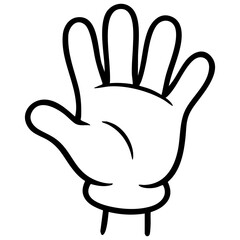 Fototapeta premium White Cartoon Hand Showing Four Fingers in a Classic Animation Style