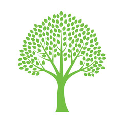 A vector illustration vector art of green tree with many leaves