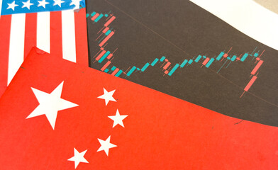 USA and China trade war economy conflict tax business finance money United States raised taxes on imports of goods from China on Container ship in export and import logistics background