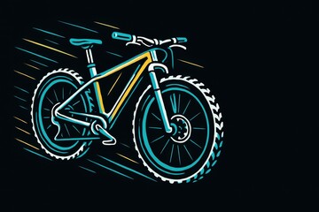 Fototapeta premium Stylized dynamic illustration of a modern mountain bike in motion, expressing speed, balance, and adventure